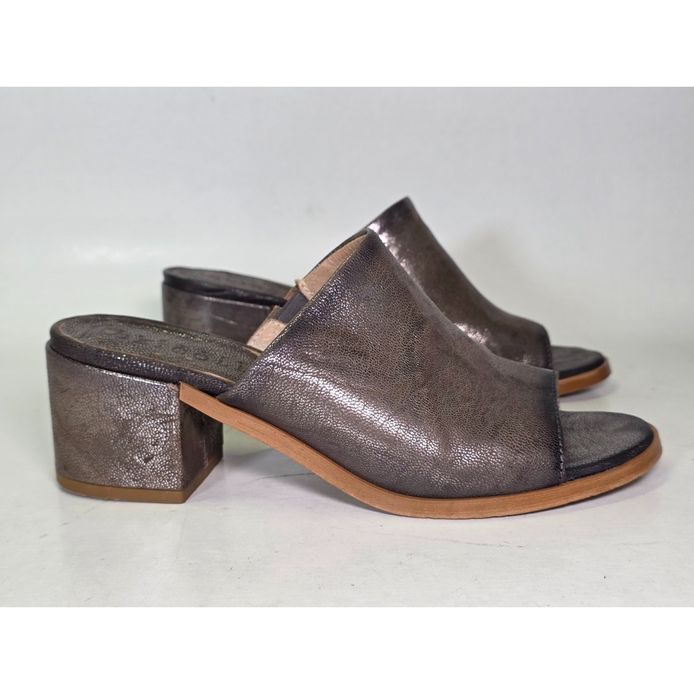 Dei‎ Colli Women's Slippers Size 5.5 - 6 EU 36 Laminate Gray Leather Heels Shoes